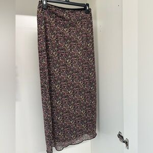 Tilly's RSQ Black and Pink Floral Maxi Skirt